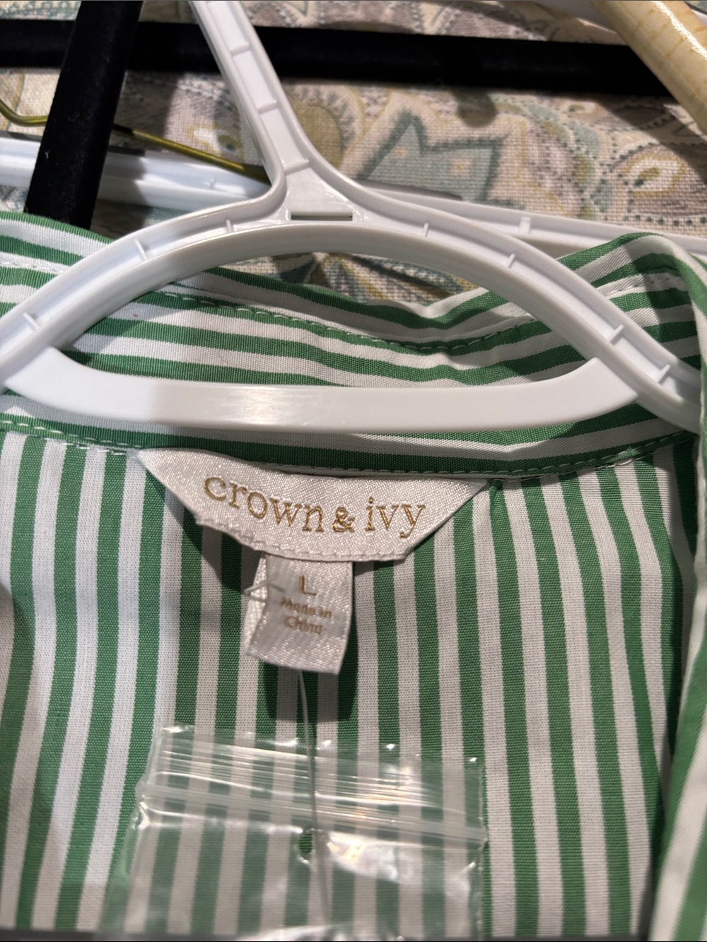 crown & ivy Green and White Striped Midi Shirt Dress - Picture 3 of 4
